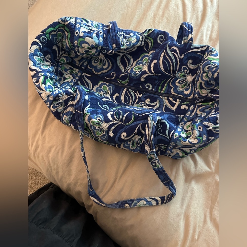 Vera Bradley Blue Green Floral Retired Large Duffle Weekender Travel Bag